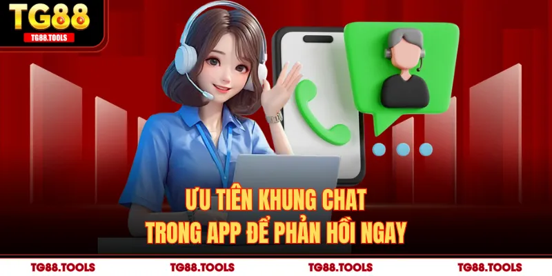Ưu tiên khung chat trong app để phản hồi ngay
